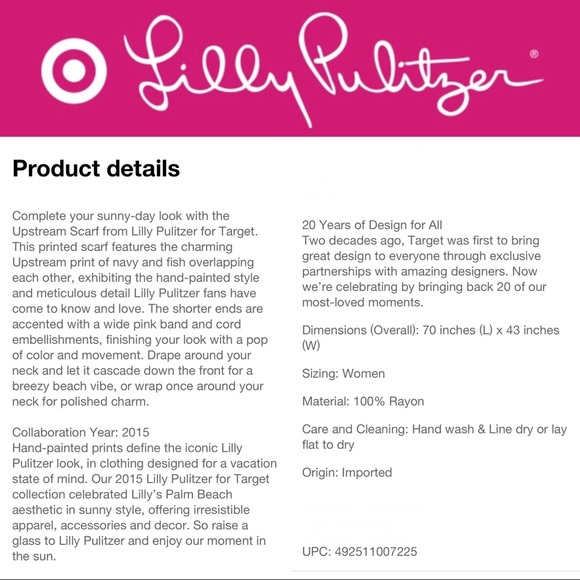 🎯🆕🧣 UPSTREAM Printed Scarf LILLY PULITZER - Picture 6 of 7